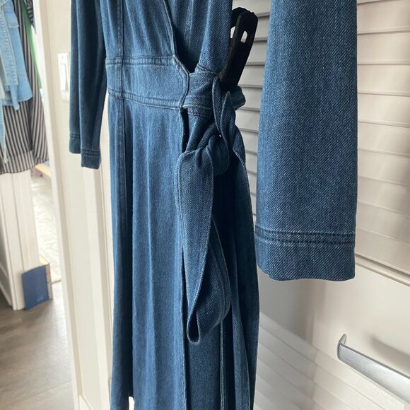Diane von Furstenberg Christa Wrap Mini/Midi Dress, Indigo Denim, Size S - Picture 3 of 9